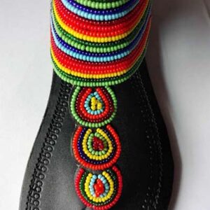 Women's African handmade leather and beaded sandals