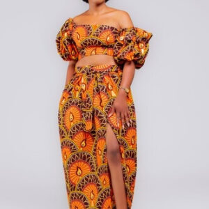 Rita Crop Afro Royal Blouse and Skirt Set
