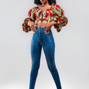 African Hand Made- Beyoncé Crop Afro Print Top Dress